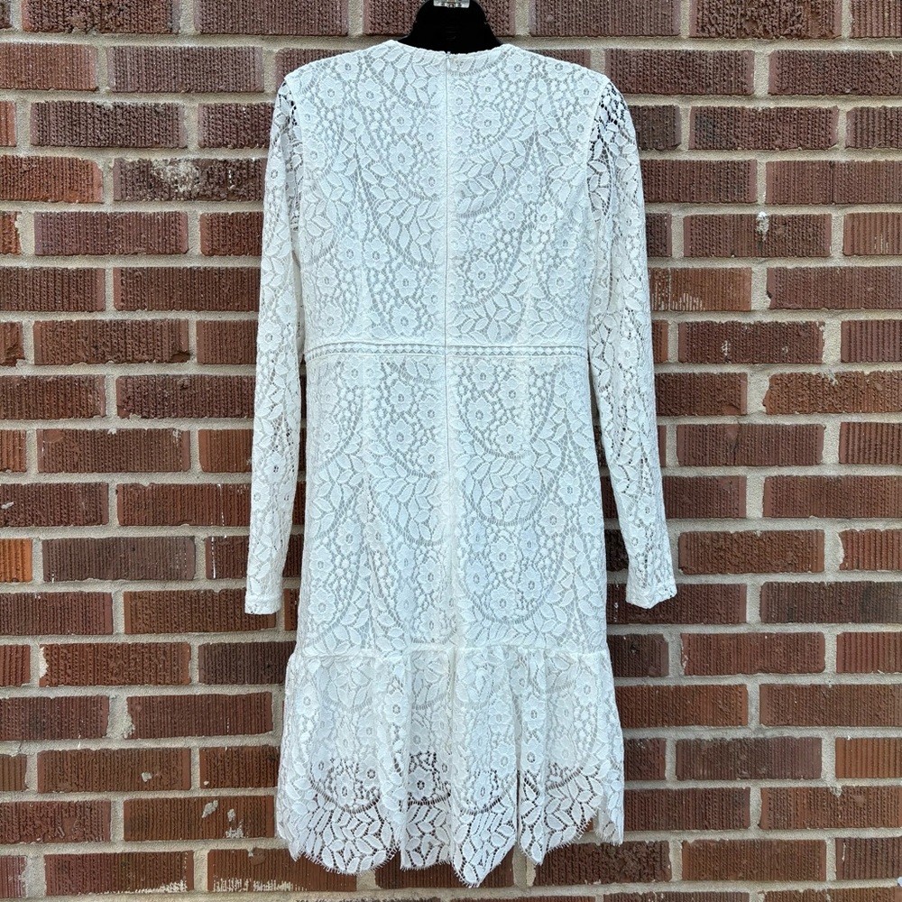 JJ's House Scoop Bodycon Lace Mini Dress White NWT Coquette Romantic Party Sz L - Picture 2 of 9